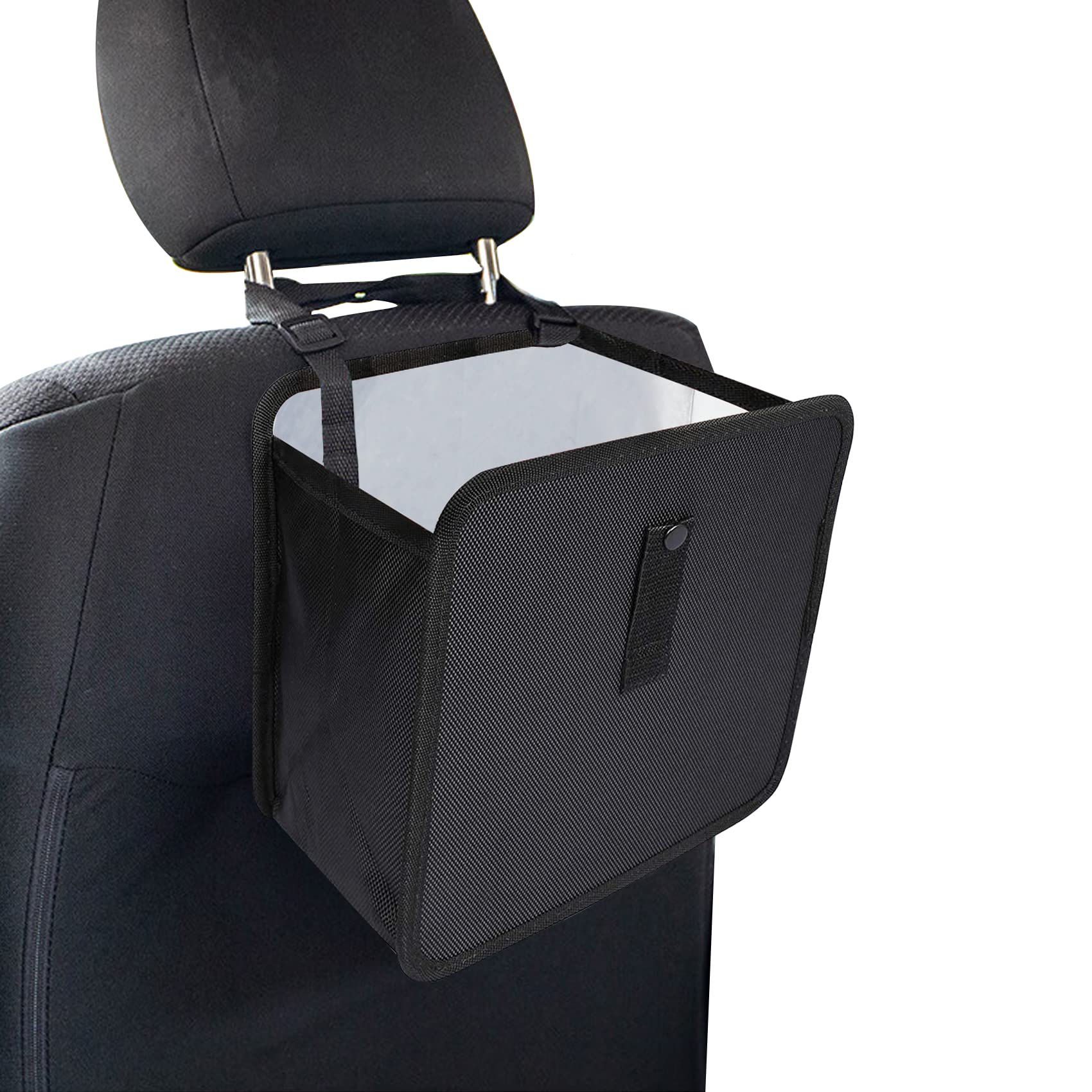 ASUBHA - Papelera para coche, gran capacidad, para colgar, con revestimiento impermeable, accesorios interiores, a prueba de fugas, universal, para la mayoría de vehículos, color negro