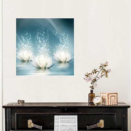 Miniatura 41 de Calcomanías murales de flores de loto blanco, calcomanías de pared personalizadas con flores florales, calcomanías de vinilo para mural con citas