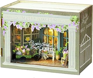 CUTEROOM Miniatur Hausbausatz, kleine Hausbausätze zum Bauen, DIY Puppenhaus aus Holz, Mini Modellbausätze als Geschenk für Erwachsene (Molly Garden)
