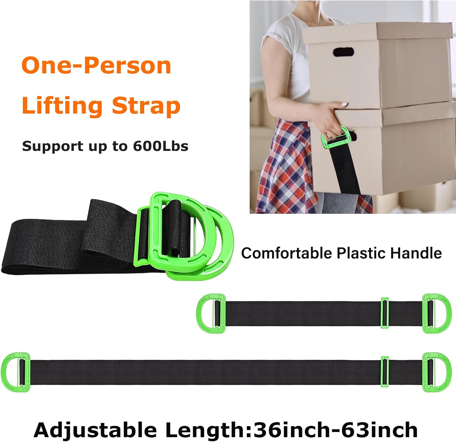 Furniture Moving Straps with Chest Buckle, 2-Person Lifting and Moving System, Adjustable Carrying Moving Shoulder Strap for Furniture, Appliances, Mattresses Heavy Objects up to 1000lbs