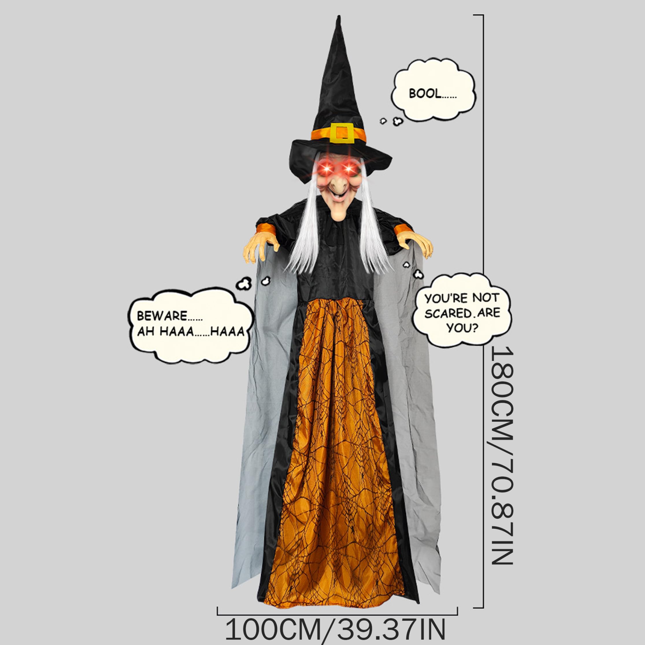Decorazioni di Halloween attivate dal movimento, Animatronici di Halloween della strega, Giallo