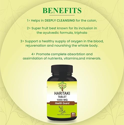 Miniatura 3 de Haritaki Tablets 90 Tabletas, 1000 mg  45 días de suministro  Terminalia chebula  Vegano de la India