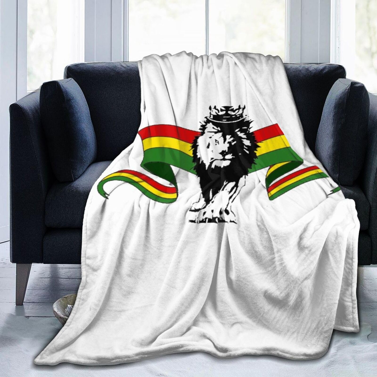 Rasta Reggae Lions Coperta in flanella stampata, coperta anti-pilling, letto, divano, soggiorno, camera da letto