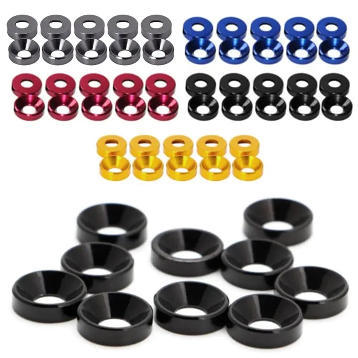 Countersunk Washer 40pcs Aluminum Alloy Countersunk Washer M2/2.5/3/4/5/6 Colourful Anodized Head Bolt Washers Gasket(Orange,M4)