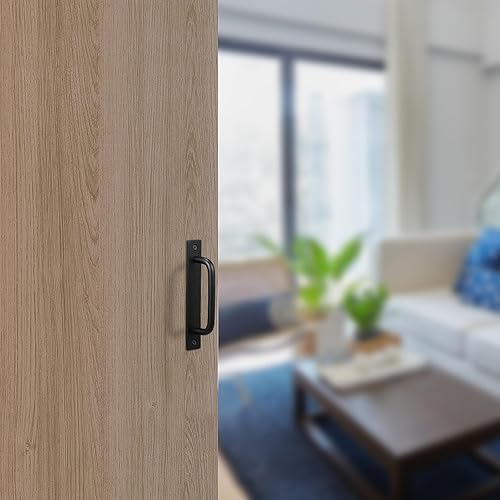 Miniatura 6 de Therwen 12 manijas de puerta tipo granero de 5.8 pulgadas, manijas de gabinete de cocina de aleación de aluminio, tiradores negros deslizantes para