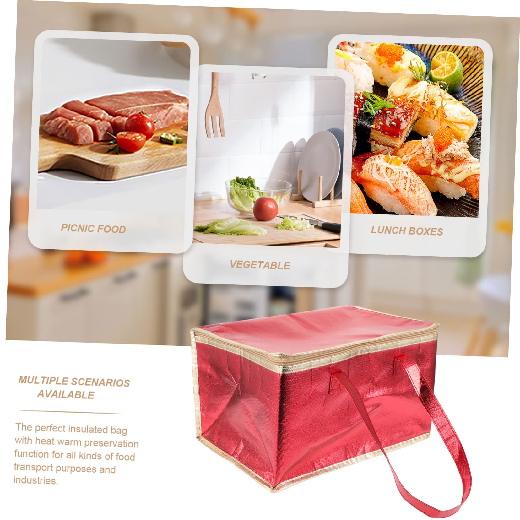 Cabilock 4 Stück Isolierte Lebensmittel Liefertasche für Pizza Kuchen und Meeresfrüchte Thermal Tasche mit Reißverschluss Dekorative Kühl und Wärmetasche für Transport von Speisen