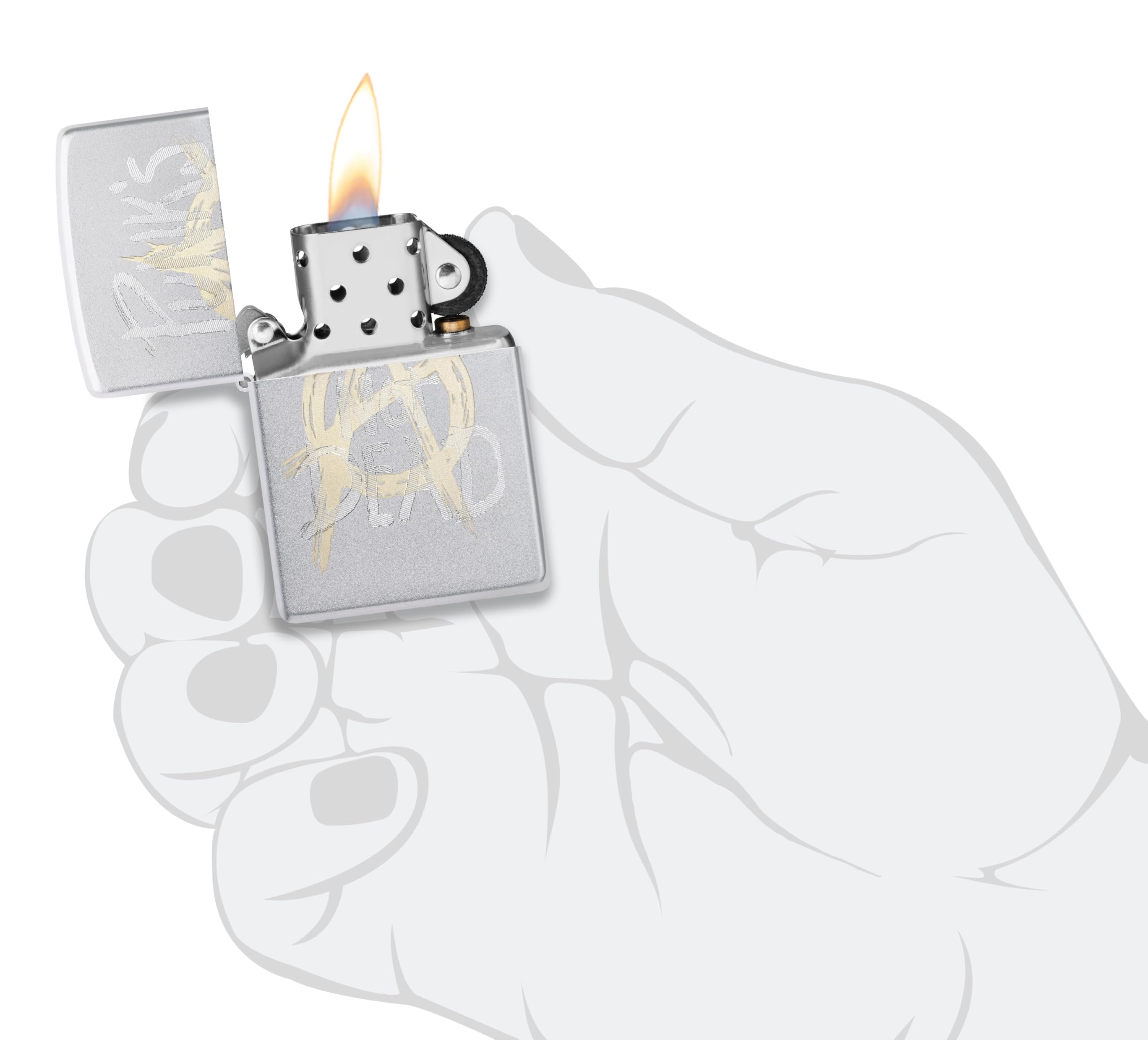 Zippo Encendedor a Prueba de Viento - Punk's Not Dead - Acabado Cromo Satinado con Grabado Láser - Recargable - Reutilizable - Diseño a Prueba de Viento - Caja de Regalo Hecho en EEUU