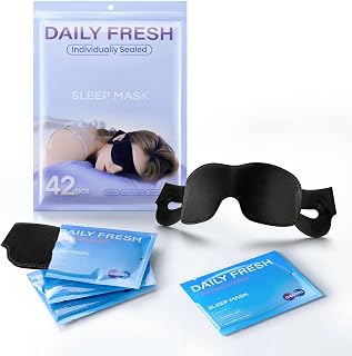 42-Pack Bulk Disposable Sleep Masks, Individually-Wrapped Eye Mask for Sleep, Blackout Night Mask Value Pack for Travel, Spa, Guests, Business Trips, Hospitals & Shift Workers