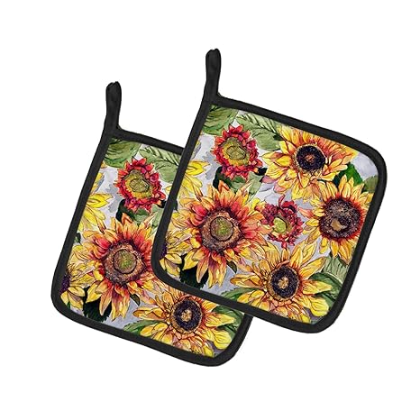 Caroline's Treasures Sunflowers Pair of Pot Holders 8766PTHD, 7.5HX7.5W, Multicolor