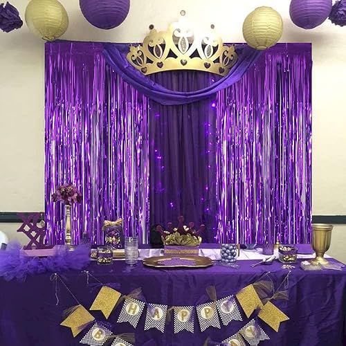 Miniatura 7 de GILF - 2 cortinas de flecos metálicos brillantes de 3.3 pies x 8.2 pies para boda, despedida de soltera, cumpleaños, baby shower, graduación, fotos,