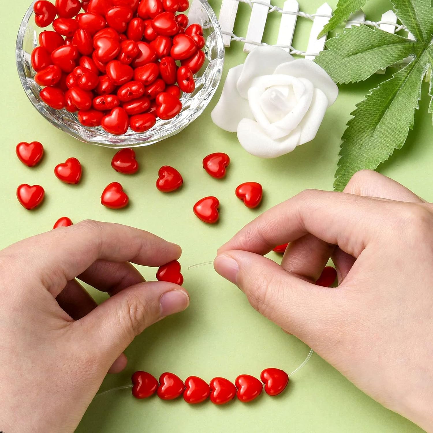 KitBeads 100pcs Acrylic Love Heart Beads Mini Opaque Red Heartt Shaped Accessories Romantic Valentine's Day Loose Bead for Jewelry Making Bulk - Image 4