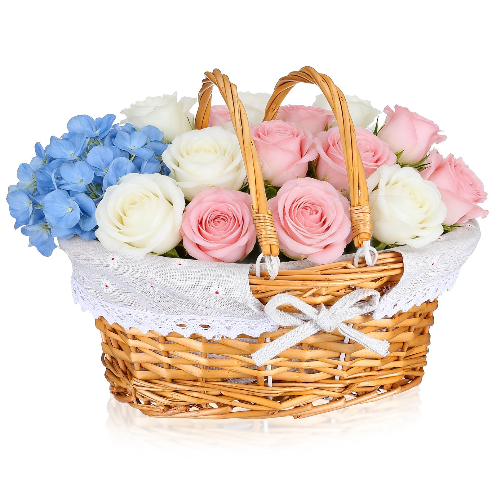 Abaodam Weidenkorb Mit Henkel (33x23cm) - Geflochtener Picknickkorb Aus Weide Geflochtene Aufbewahrungskörbe - Geflochtene Blumenkörbe Zur Aufbewahrung Osterpicknicks Heimdekoration