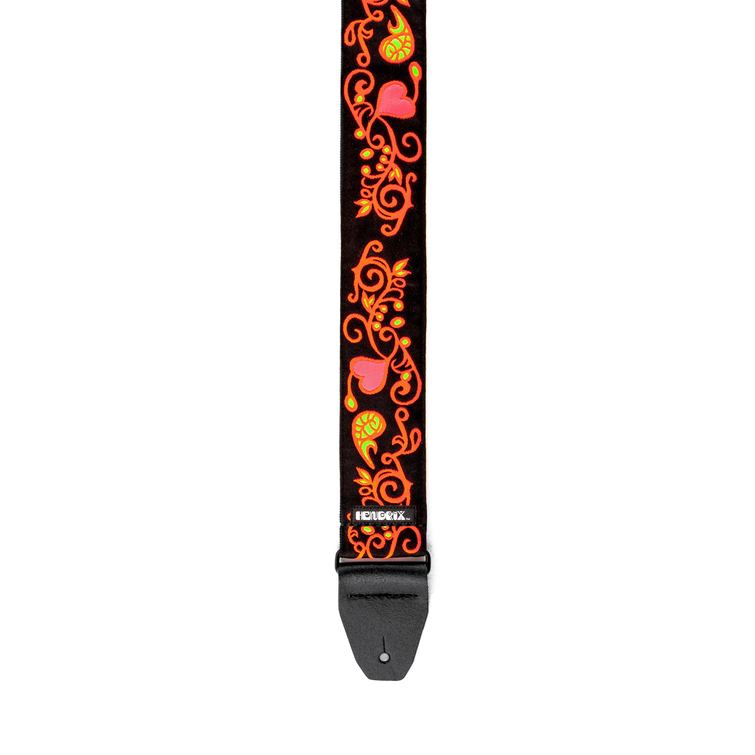 DUNLOP JH23 Jimi Hendrix Blacklight Monterey Orange, żakard, odporny na działanie promieni UV, regulowany 99-168 cm, skórzane wykończenie