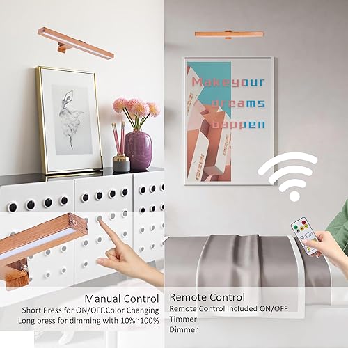 Miniatura 2 de MIOBLUE - Luz LED para Marco de Fotos Operada a Pilas con Control Remoto, Luz de 16 Pulgadas Recargable para Pinturas, Luz de Arte de Metal para