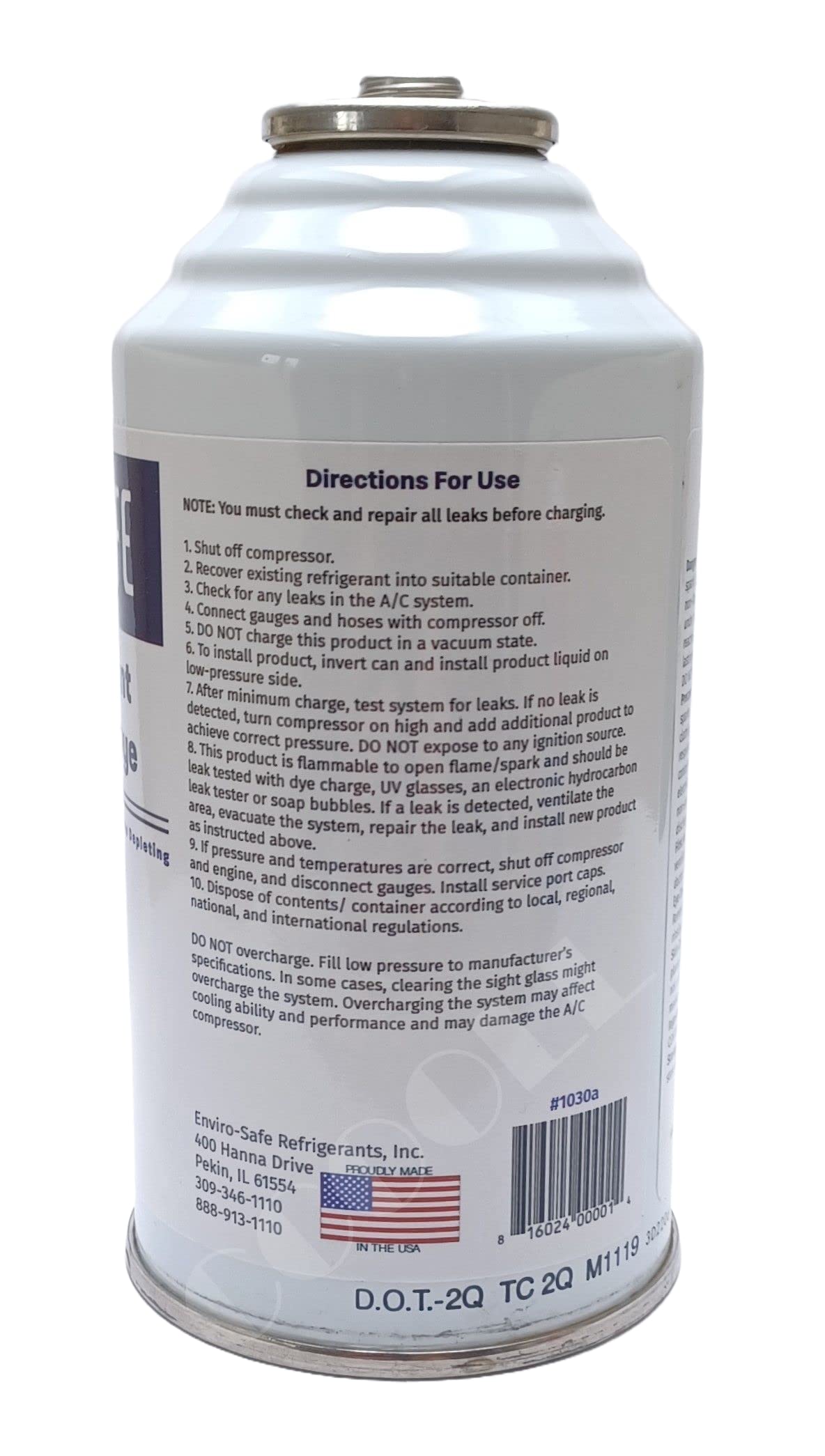 ENVIRO-SAFE R134a-Ersatzkältemittel Mit Leckfarbstoff – 6 Oz Dose, Inkl. Füllschlauch, Umweltfreundlich