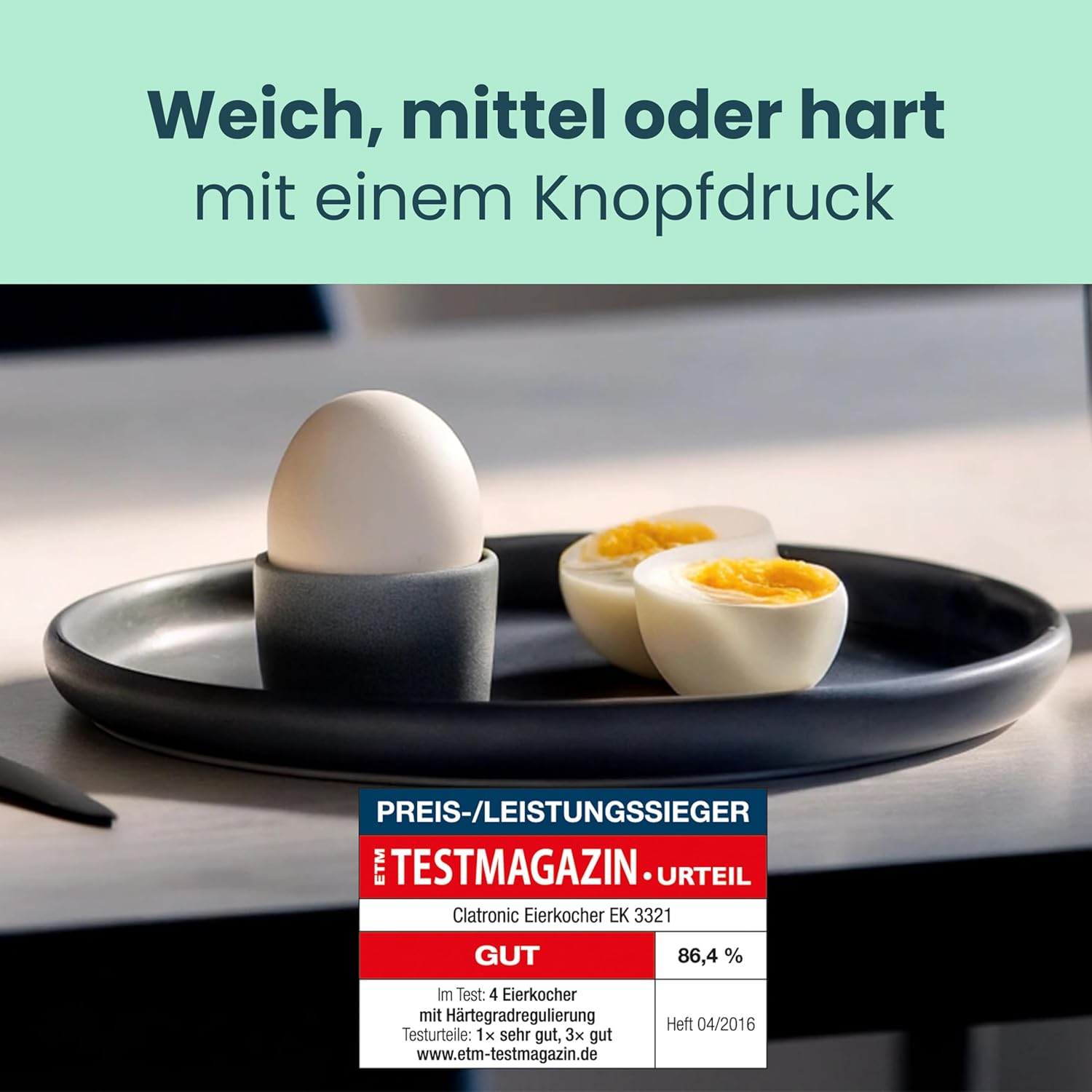 Perfectly cooked eggs from Clatronic EK 3321