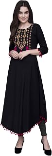 Women Rayon Regular Embroidered Kurta