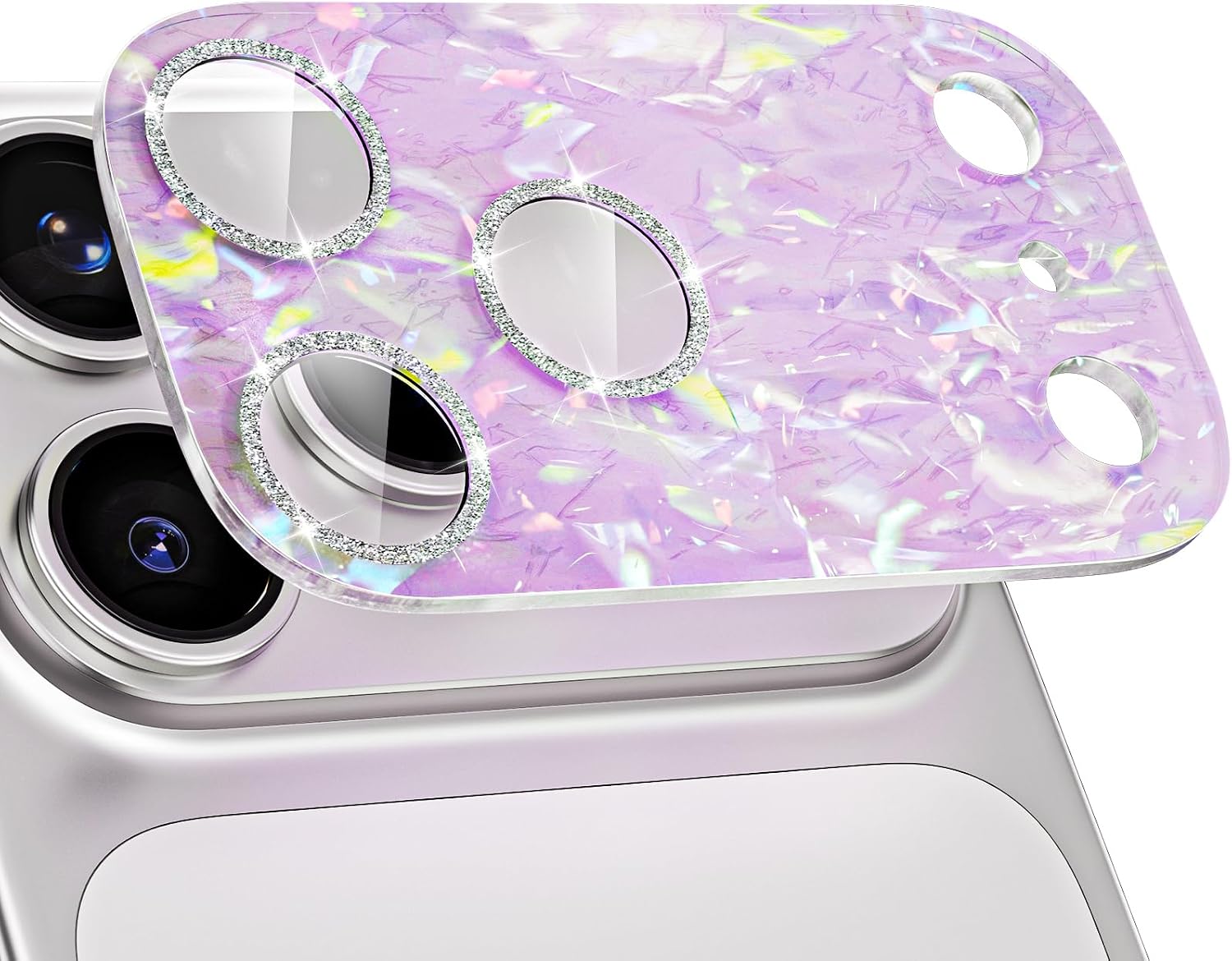 Shell Pattern Camera Lens Protector for iPhone 17 Pro Max, Elegance Purple Camera Cover for Women,Camera Protector [All in One Drop-Proof Scratch] [Military Grade Shatterproof][Strong-Adhesion]