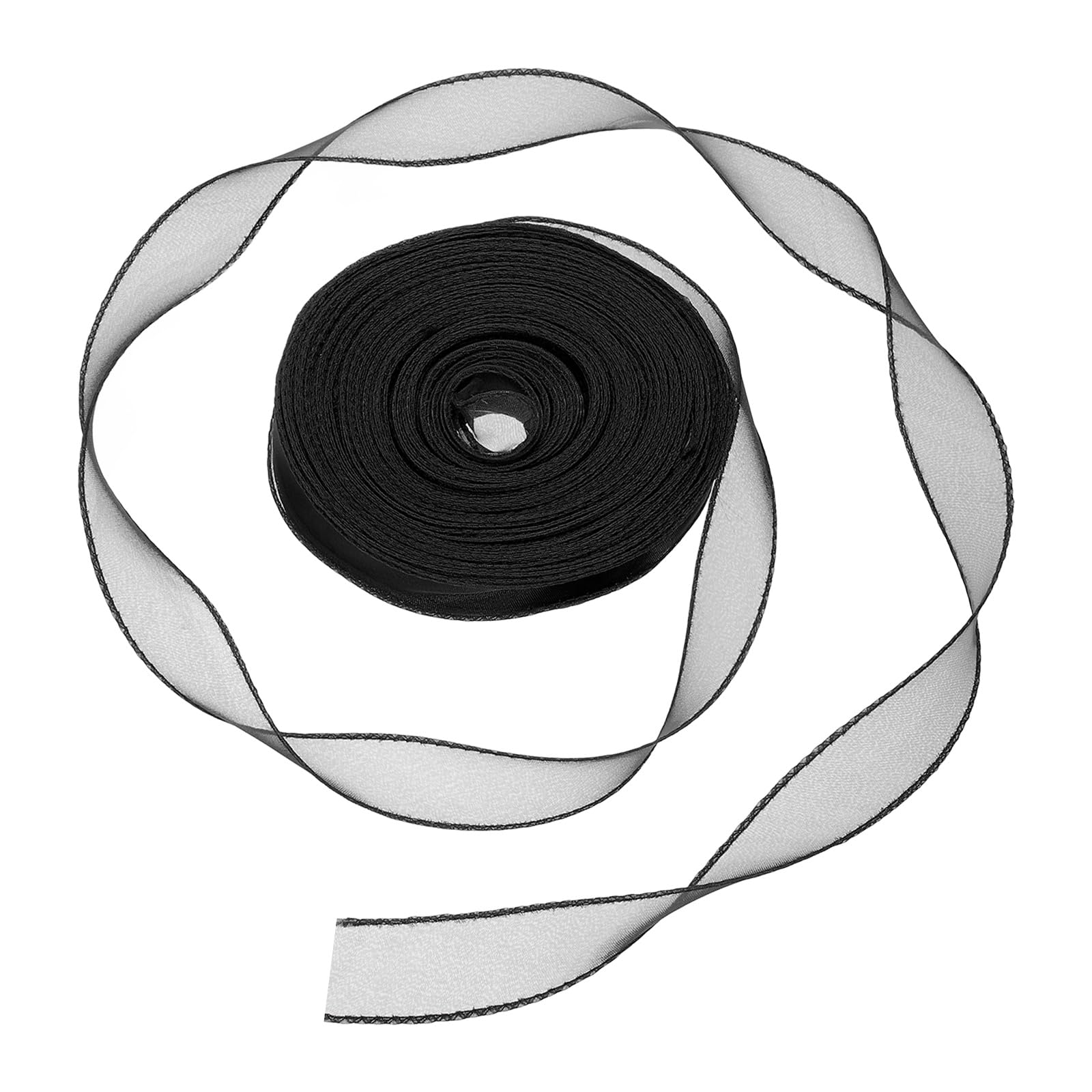 Ruban organza noir scintillant 2,5cm effet queue de poisson pour décoration gâteau
