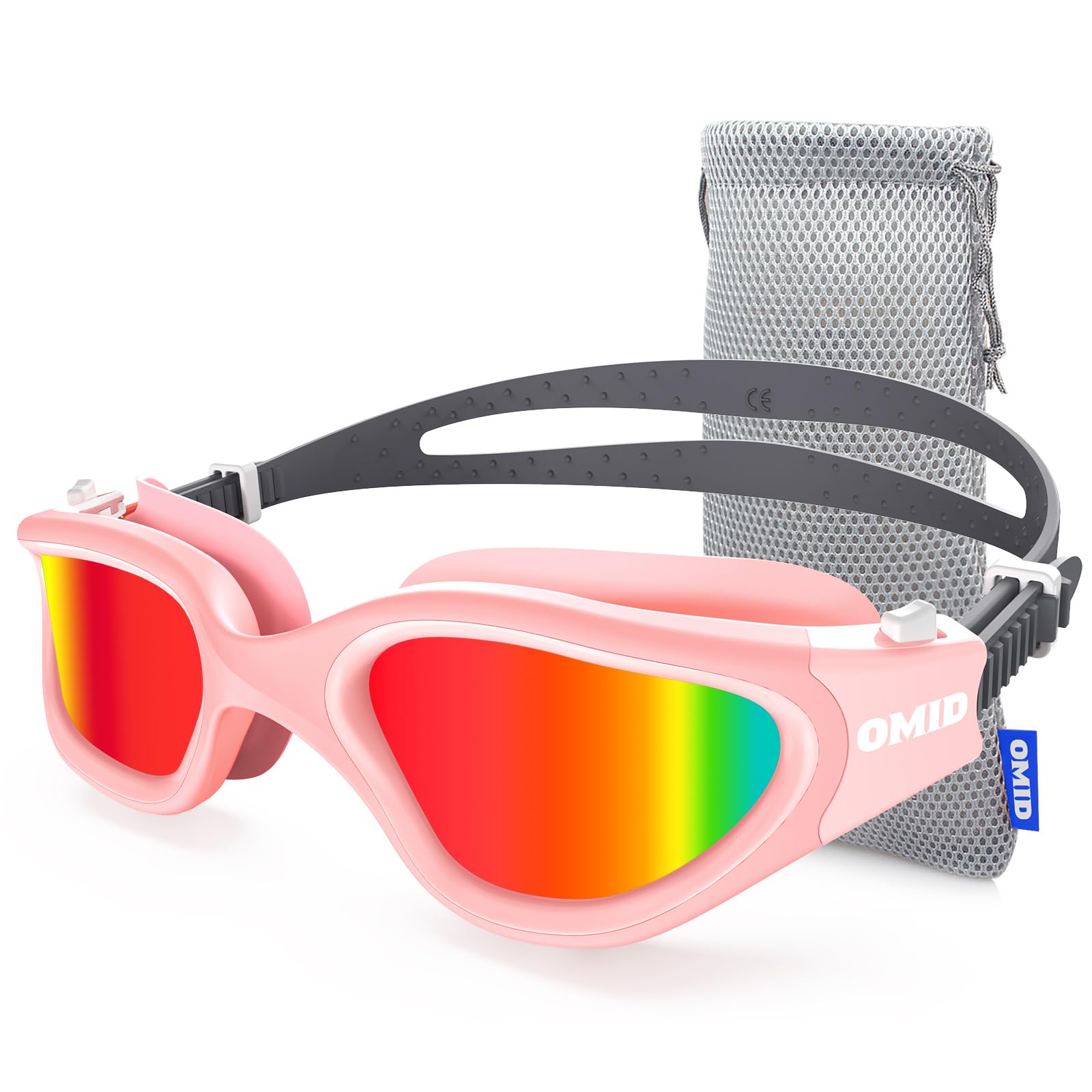 OMID Schwimmbrille, bequeme, polarisierte Schwimmbrille, beschlagfrei, auslaufsicher, UV-Schutz, kristallklare Sicht, Schwimmbrille für Herren, Damen, Erwachsene