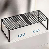 Vista 8 de Organizador de estante de alambre metálico extensible - Longitud ajustable de 15-24.4 pulgadas, estante de almacenamiento apilable para Blanco