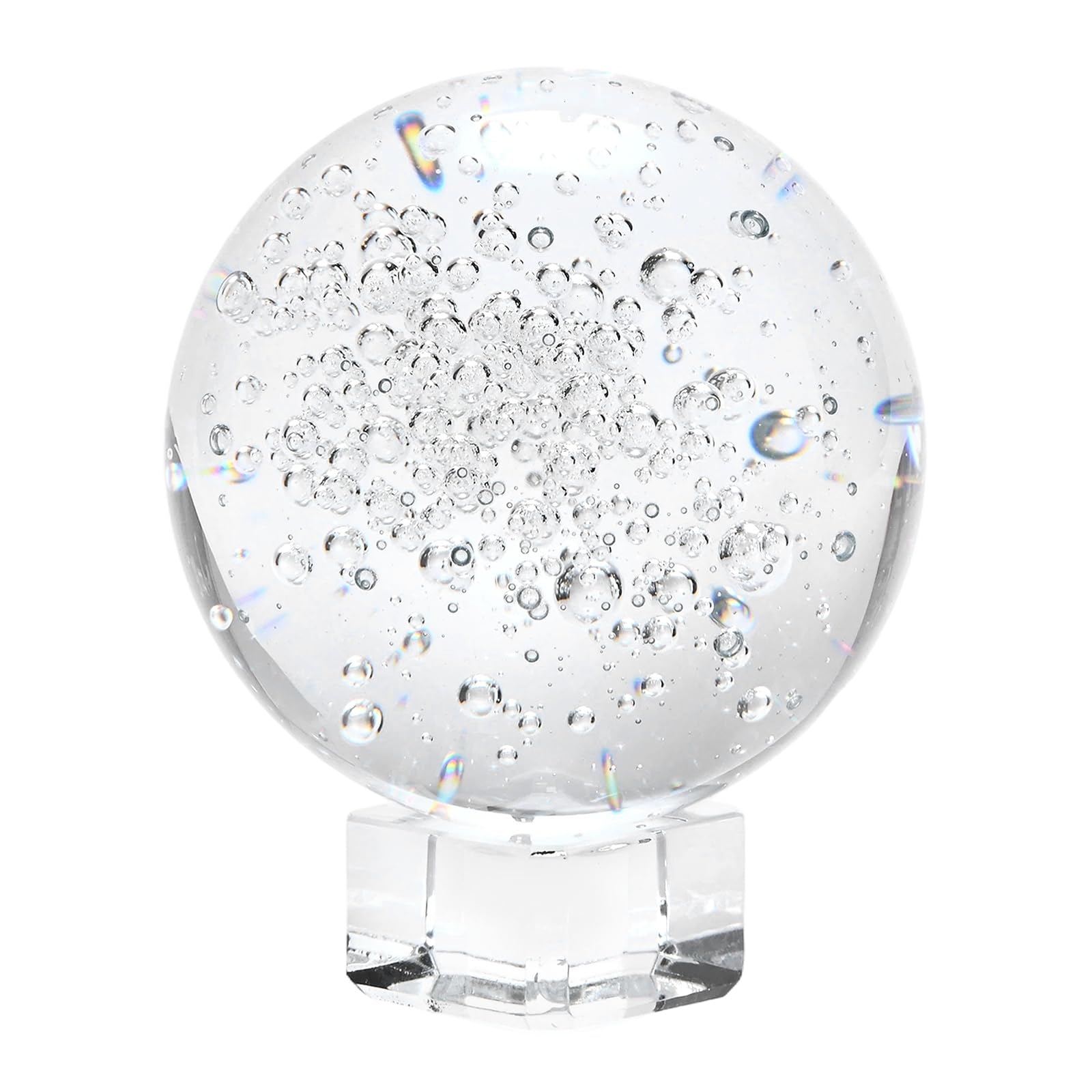 M METERXITY 60mm/2.4 Inch K5 Crystal Bubbles Ball with Stand Solid Crystal Ball Sphere Ornament for Home/Office/Photography/Magic