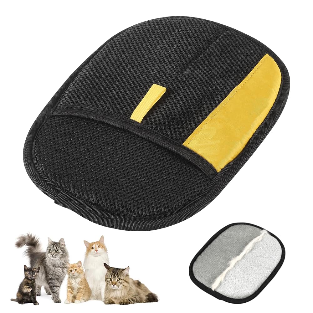 Yilia Pet Hair Removal Glove, Upgrade Double-Sided Electrostatic Pet Hair Remover Glove, Washable Reusable Dogs Cats Hair Gloves for Furniture Bed Sheets Couch Clothes Carpet Car Seat (1PC)