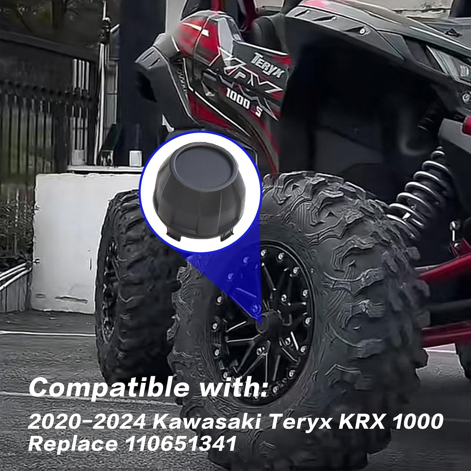 Tire Wheel Hub Caps for Kawasaki Black Dust Center Hub Cap Covers 4PCS fit for Kawasaki Teryx KRX 1000 2020 2021 2022 2023 2024 Replace 11065-1341