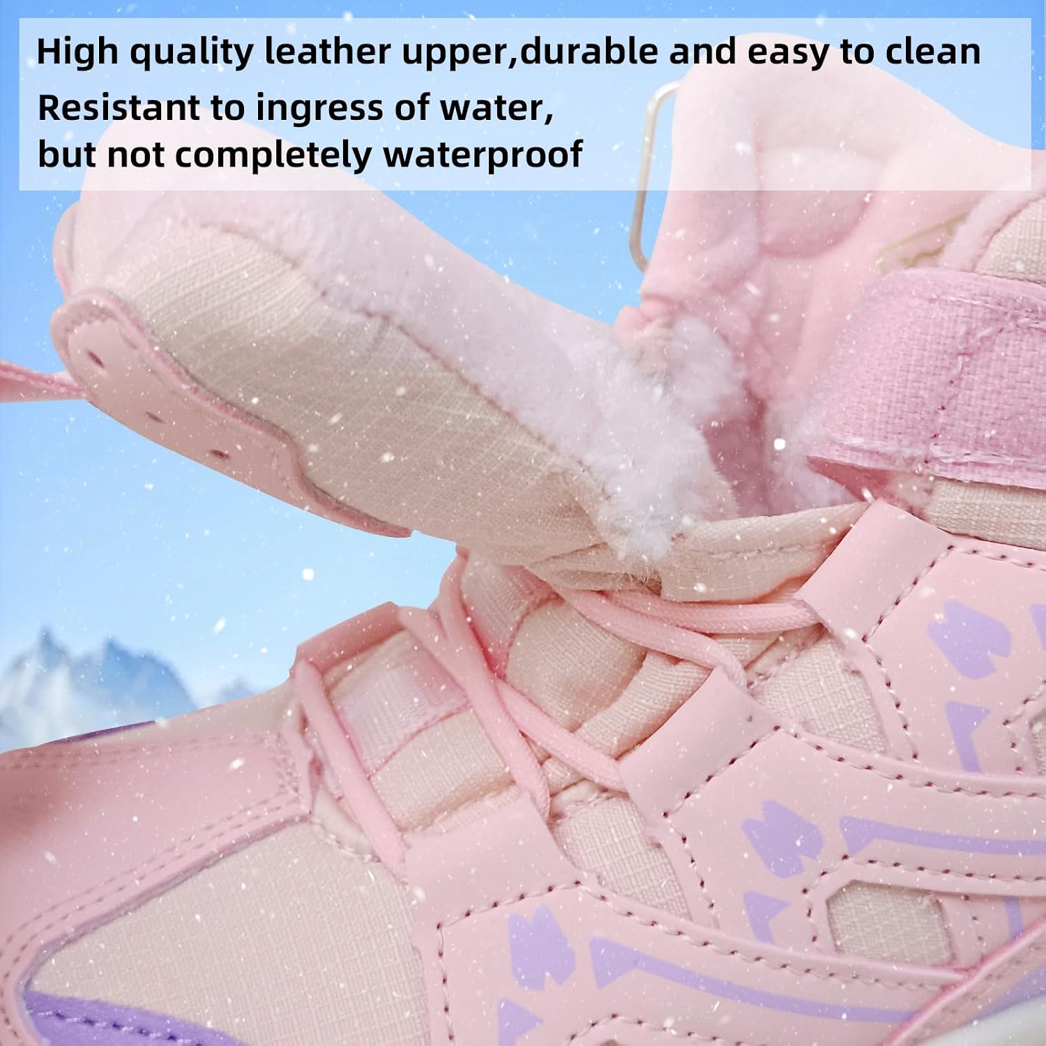 JMFCHI Kids Winter Hiking Shoes Boys Girls Warm Non-Slip Sole Snow Boots image 5