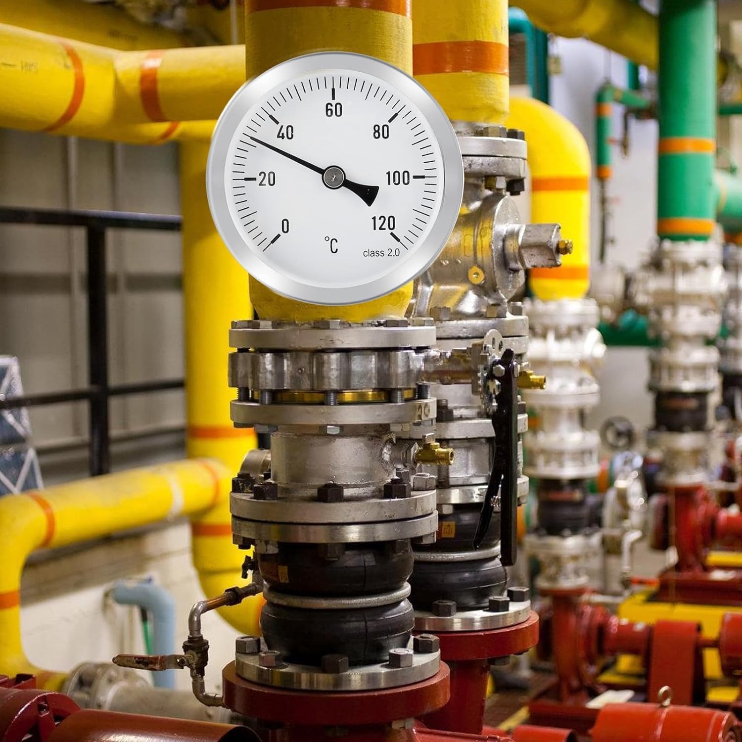 Termometro, tubo di riscaldamento 0-120C, 63 mm, termostato per radiatore, per la regolazione della temperatura su tubi del radiatore, con contatto bimetallico in acciaio e superficie in