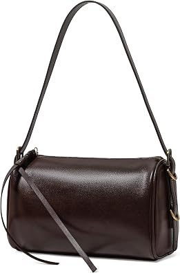 Genuine Leather Crossbody Purse for Women, Trendy Barrel Hobo Bag with Adjustable Strap, Chic Shoulder Handbag for Travel