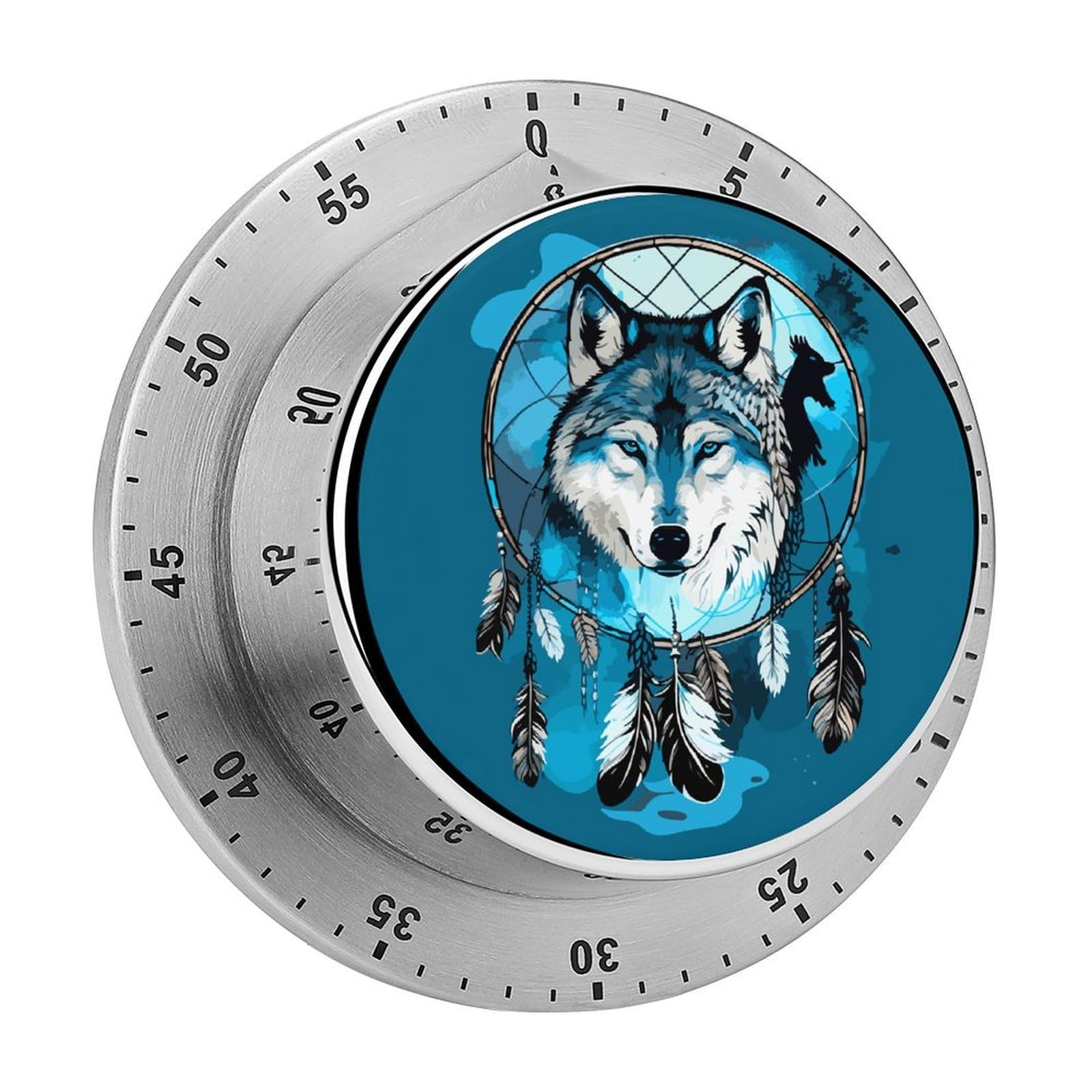 Native Wolf Deam Catcher Circular Rotating Timer, Suitable for Kitchen and Bedroom