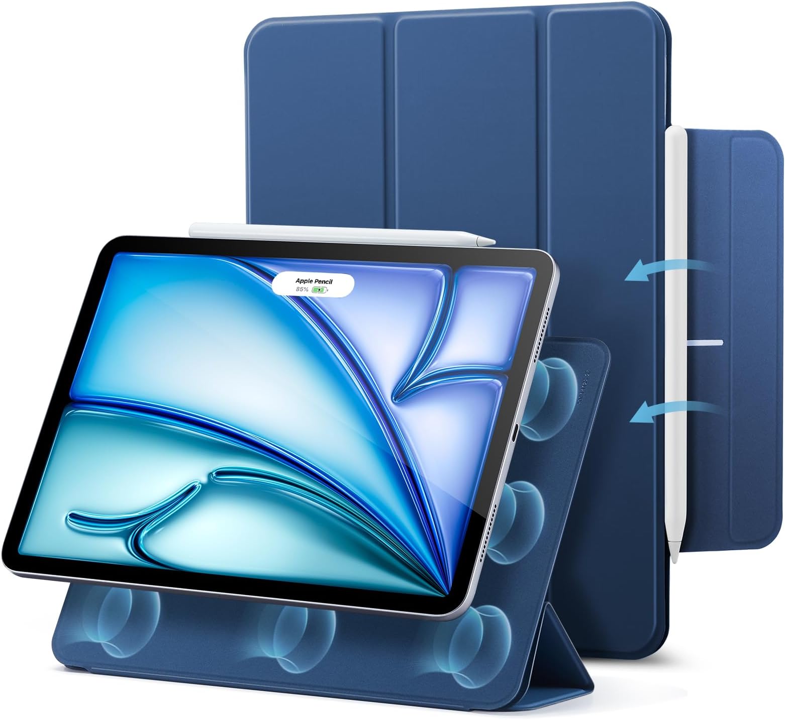 ESR for iPad Air 11 Inch Case M4/M3/M2 (2026/2025/2024), iPad Air 5th/4th Gen (2022/2020), Powerful Magnetic Attachment, Slim Trifold Stand Case, Auto Wake/Sleep, Durable Protection, Navy Blue