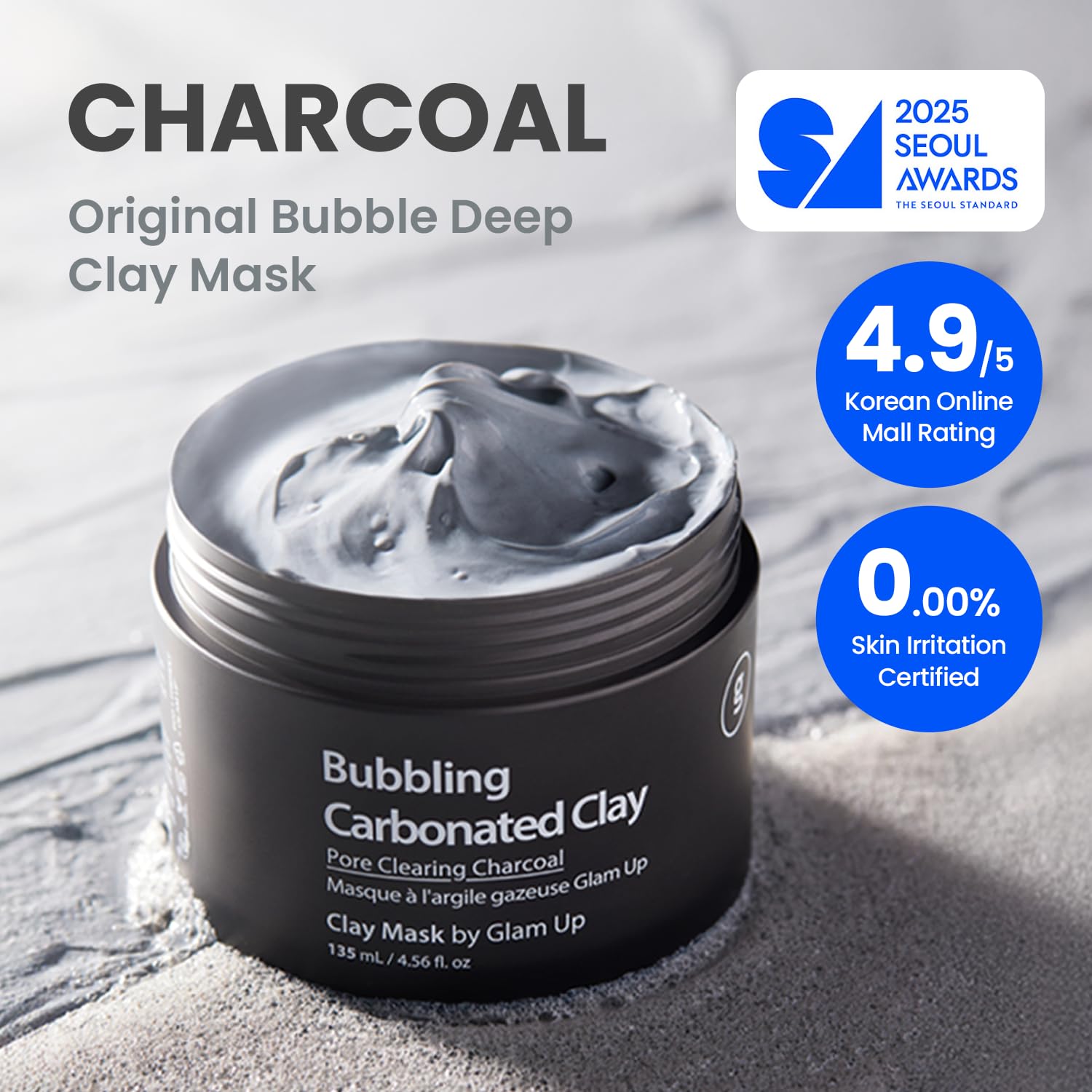 GLAM UP Clean Bubbling Carbonated Clay Mask for Face, Easy-Wash Off Pack, Deep Cleansing, Refreshing Skin Clay Mask, Korean Vegan Skin Care 135ml (4.56 Fl Oz) - Image 2