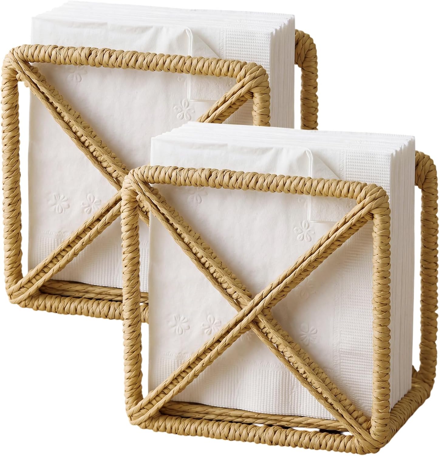 Unittype 2 Pcs Rattan Napkin Holder for Table Home Rustic Room Decor