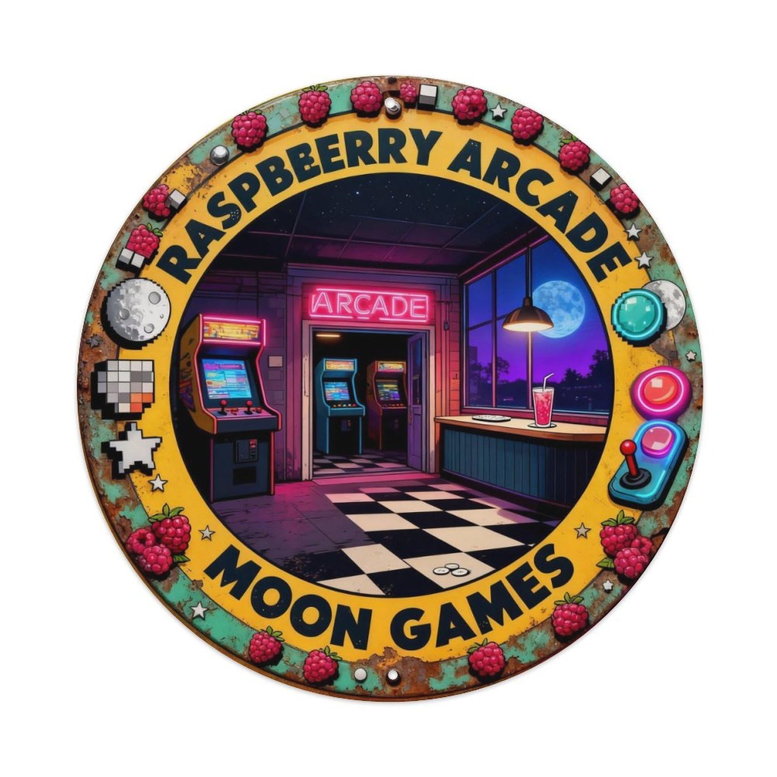 Raspberry Arcade Sign Metal Tin Sign Plaque