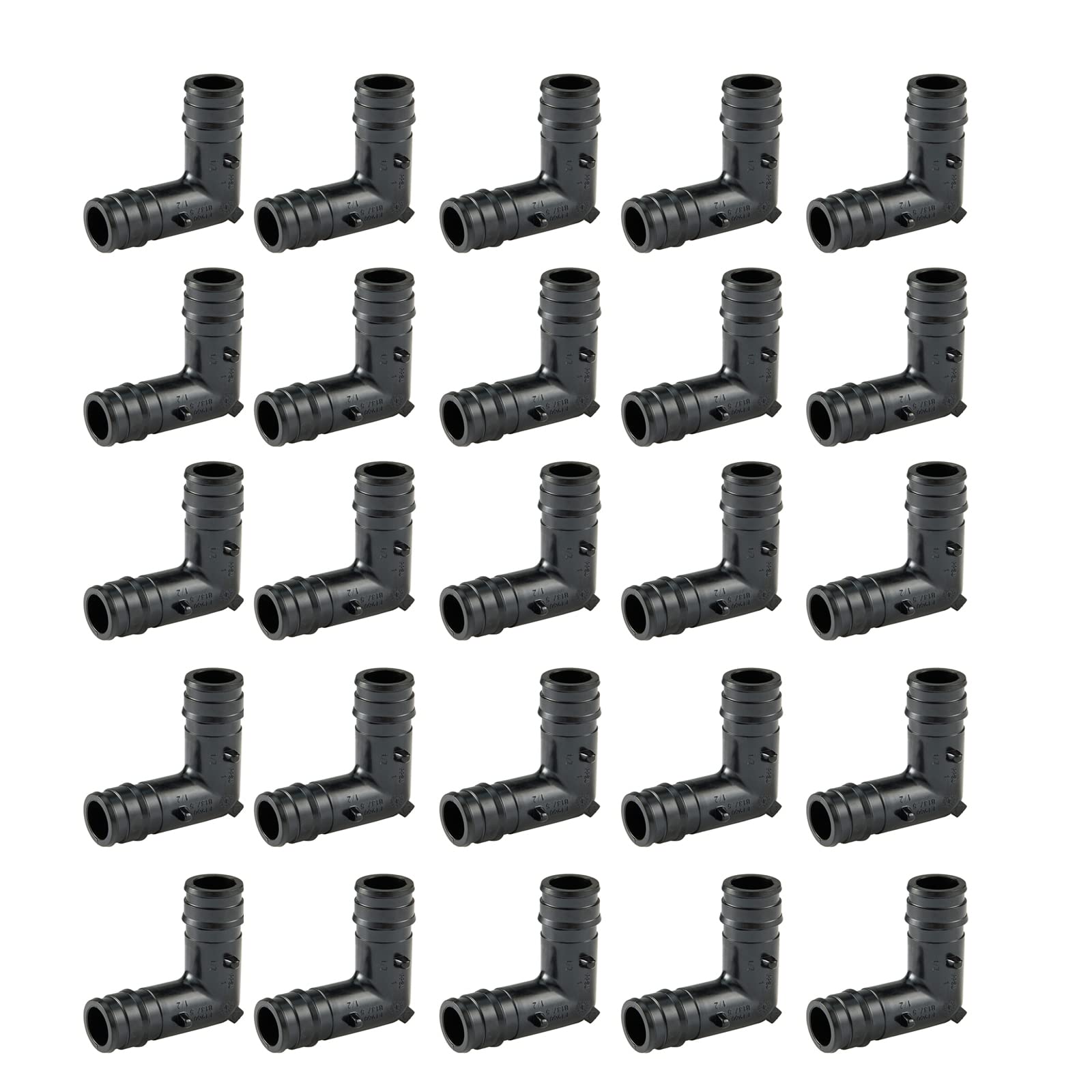 Raccordo di espansione Poly PEX A da 1/2", confezione da 25 raccordi a gomito a 90 gradi PPSU PEX F1960, raccordo a gomito in plastica PEX da 1/2 pollici per collegamento a tubi Pex-A
