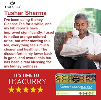 TEACURRY Kidney detox Tea (30 Tea Bags) - Helps to Detoxify Kidney & Pull Out Kidney Stones | Detox Kidney Naturally With - Dandelion, Penang Clove | 1 Month Pack