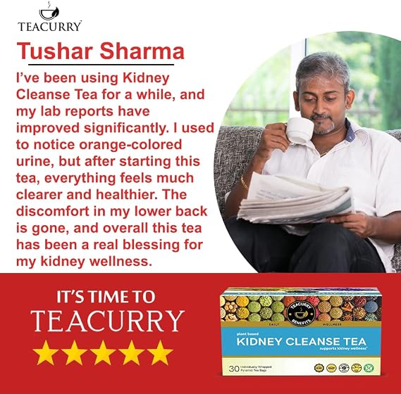 TEACURRY Kidney detox Tea (30 Tea Bags) - Helps to Detoxify Kidney & Pull Out Kidney Stones | Detox Kidney Naturally With - Dandelion, Penang Clove | 1 Month Pack