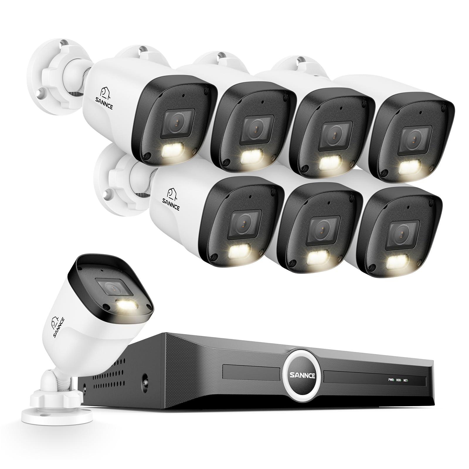 SANNCE 2K 3MP PoE Camera System - NVR with 8PCS Bullet Cameras(No HDD)