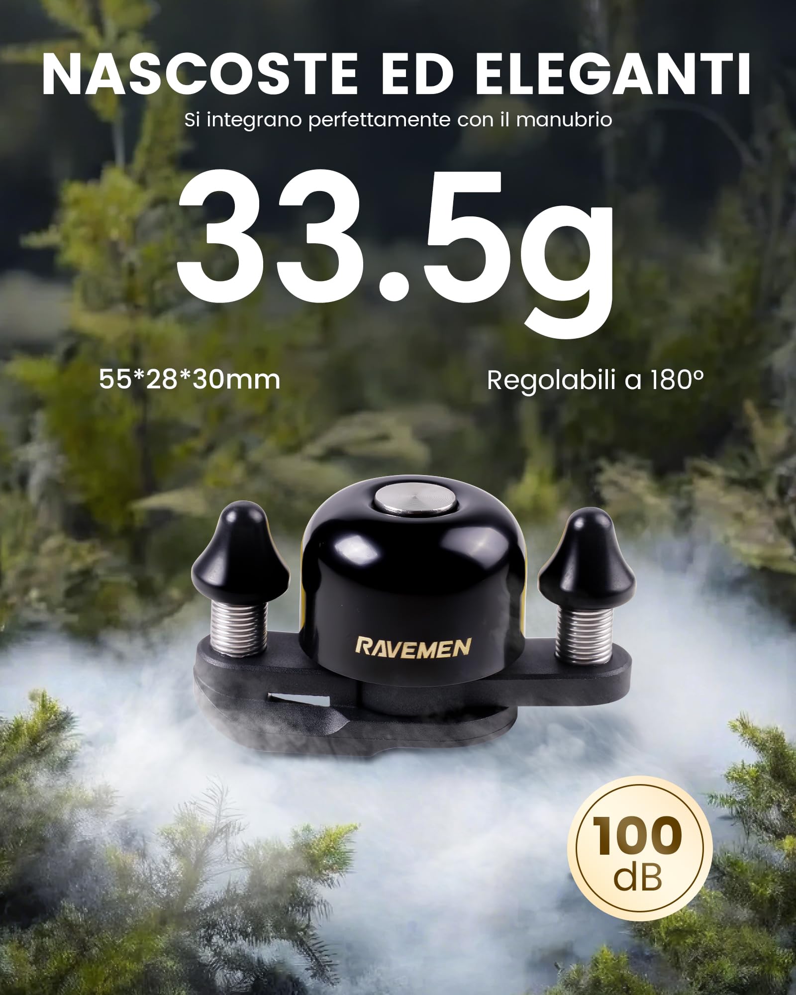 RAVEMEN Q3 Rennradklingel - Leichte Kupferklingel Für Lenker Bis 47mm