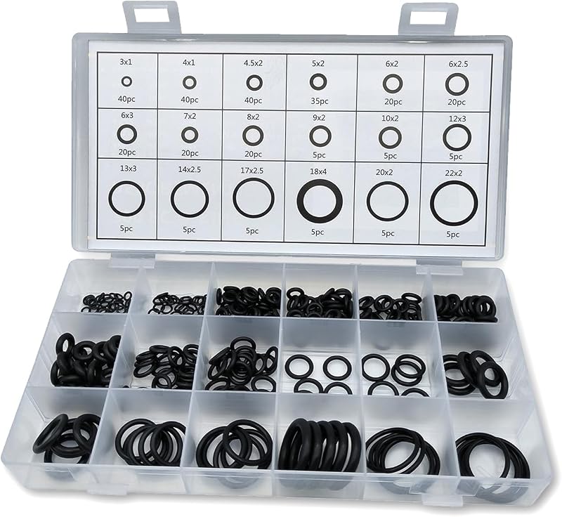 Kit de Anéis O-Ring de Vedação Automotiva Slykew em Borracha Nitrílica – 18 Tamanhos, 300 Unidades