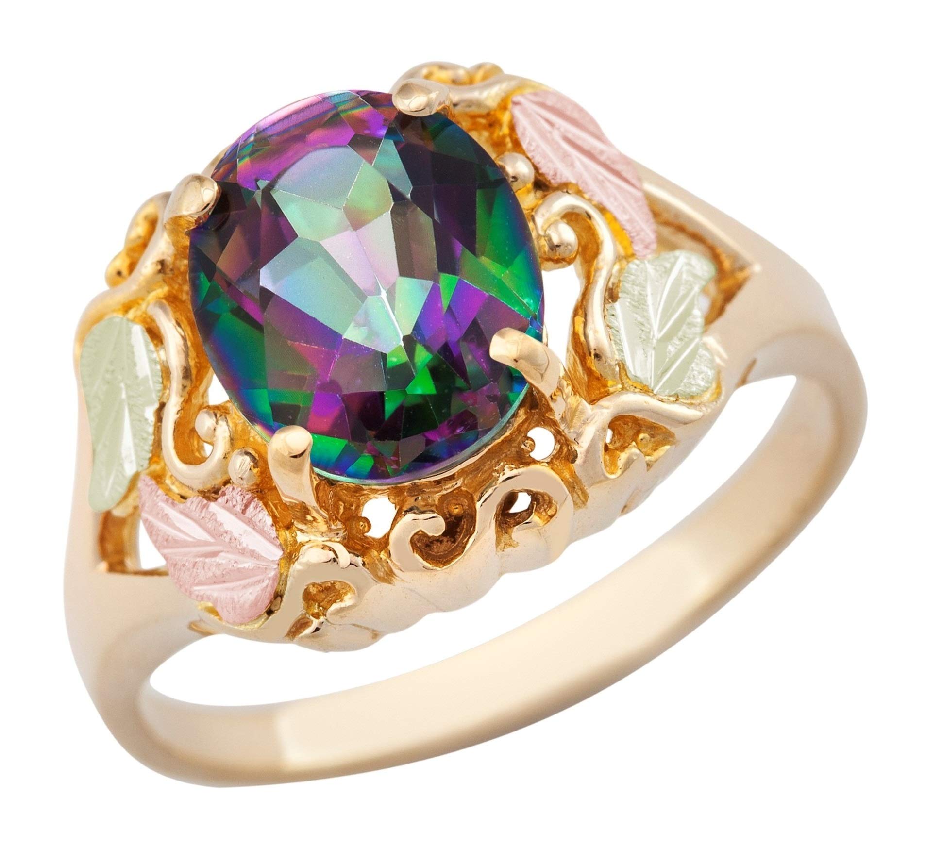Oval Mystic Fire Topaz Ring 10k Yellow Gold 12k Green Desertcart