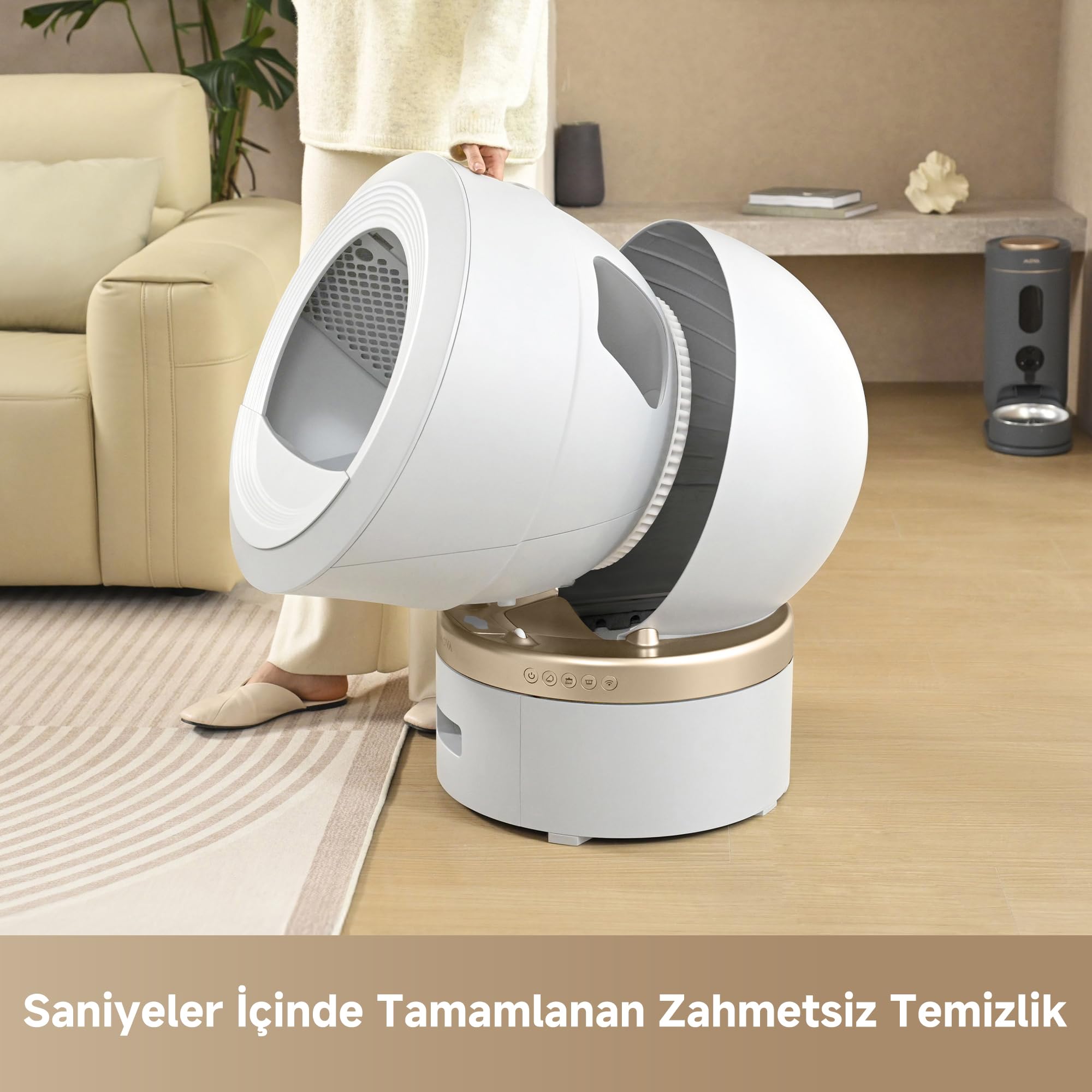 MOVA MeowgicPod LR10 Prime Intelligente Katzentoilette mit 110, 15 Tage ohne Aufsammeln, Frische dank Doppelkammersystem, Entnahme mit nur einer Bewegung,Intelligente Katzenbetreuung,App-Fernsteuerung