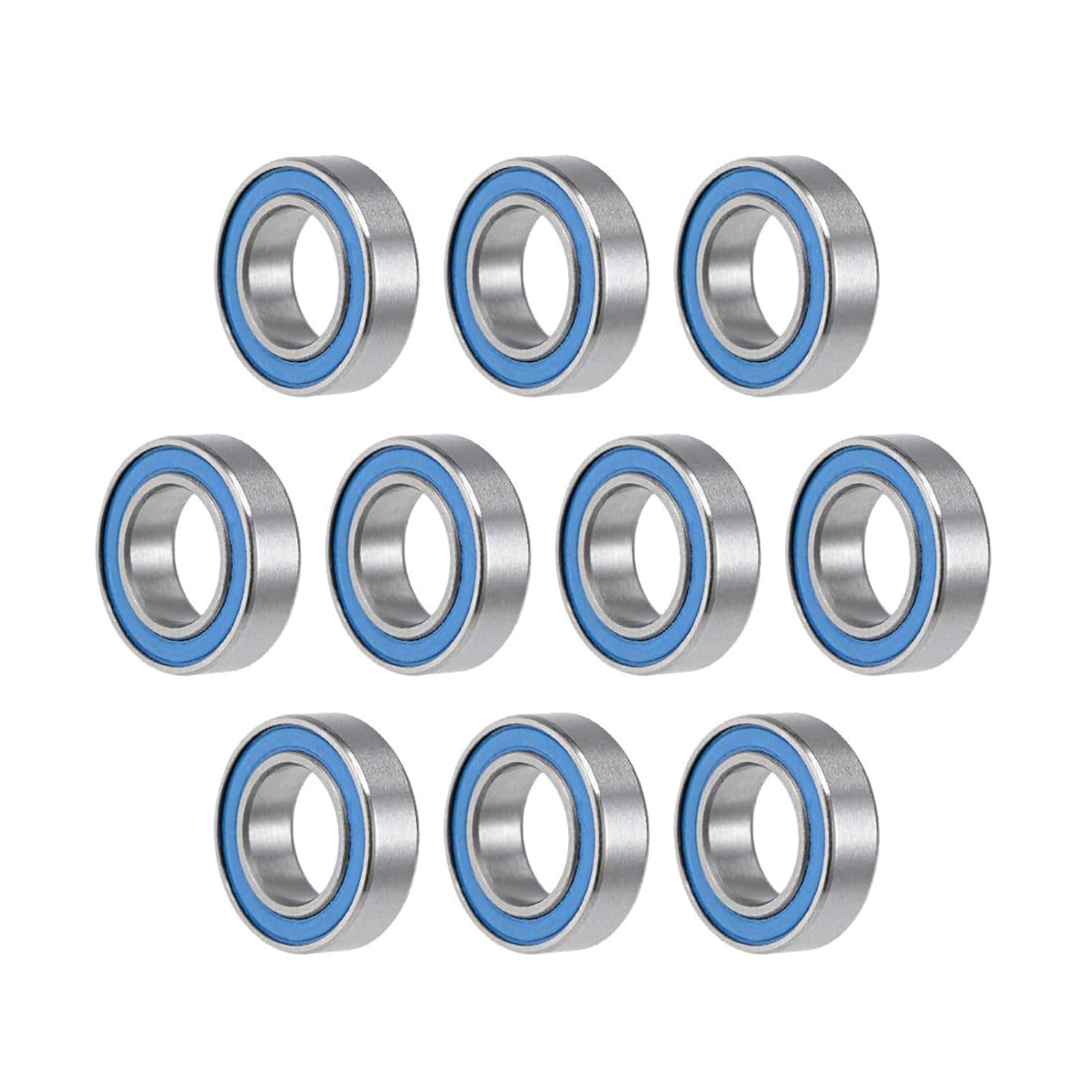 TOP-VIGOR 10Pcs MR148-2RS Deep Groove Ball Bearings, Z2 8mm x 14mm x 4mm Double Sealed Industrial Bearings, Chrome Steel Skateboard Bearings for Electrical Instrument Equipment, Blue