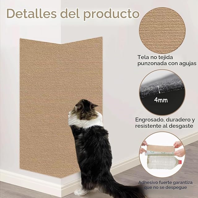 Foto 4 de 7 de Xynovate Alfombra Rascador para Gatos, Tapete Autoadhesivo para Rascar Gatos, Protector Sofa Arañazo