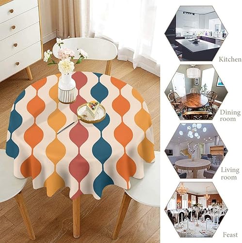 Miniatura 126 de Mantel floral hippie, diseño retro de los años 70, naranja, rosa, azul, floral, bohemio, estampado estético de margaritas, para fiesta, picnic