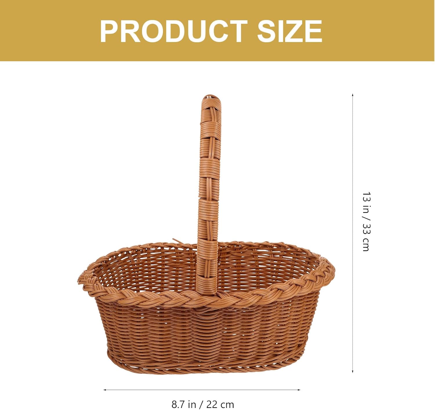 VANZACK Handheld Woven Picnic Basket Multi-Function Storage Basket Small Portable Camping Grocery Wear-Resistant Outdoor Fruit and Vegetable
