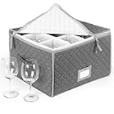 Stemware Storage Case - Holds 12 Wine Glasses or Crystal Glassware with Label Holders and Fully Padded Inside - 16