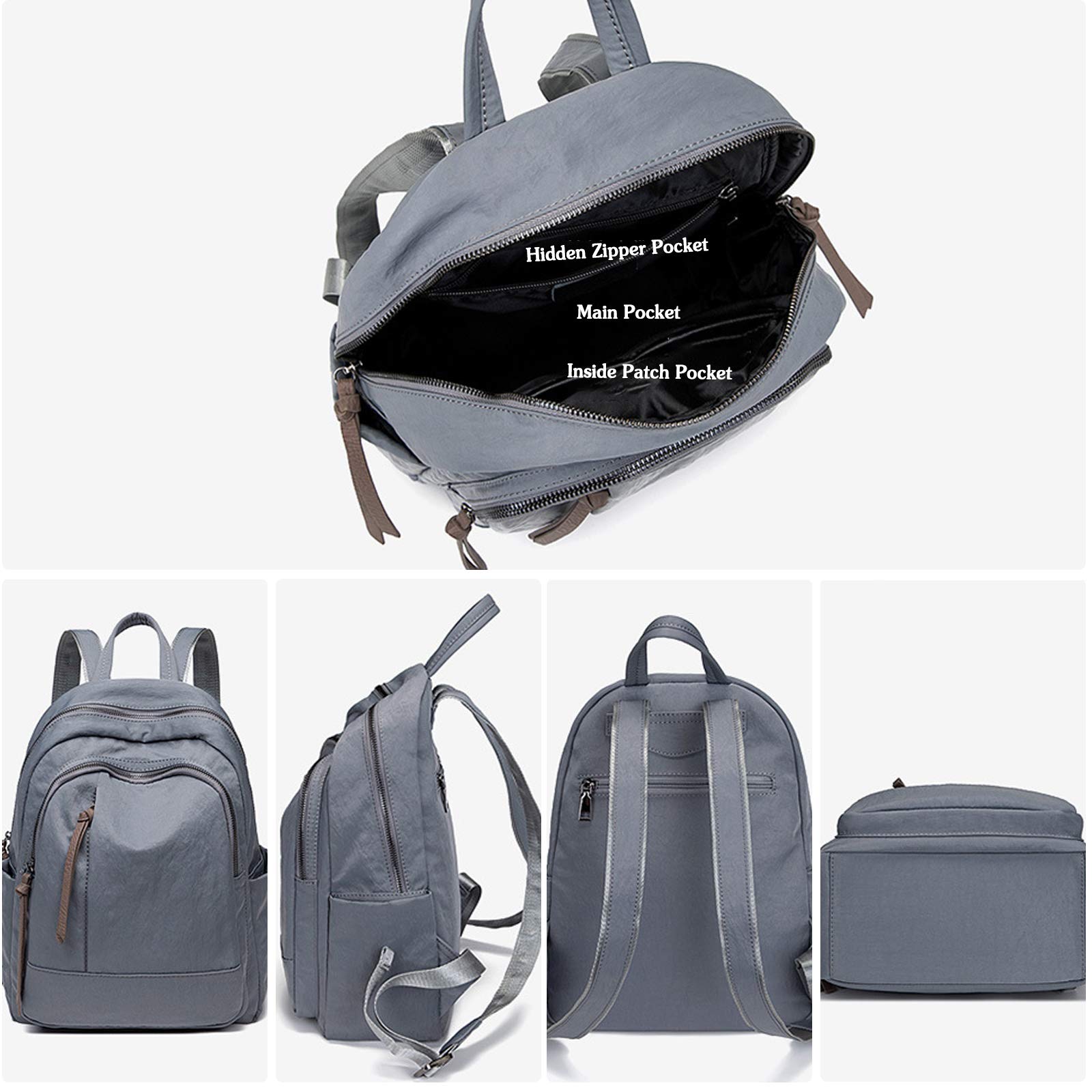 FANDARE Mujer Mochila Casual Bolso Escolar Niñas Livianas Impermeable Backpack Nylon Daypack para Viajes Compras Colegio Conmutar Negro